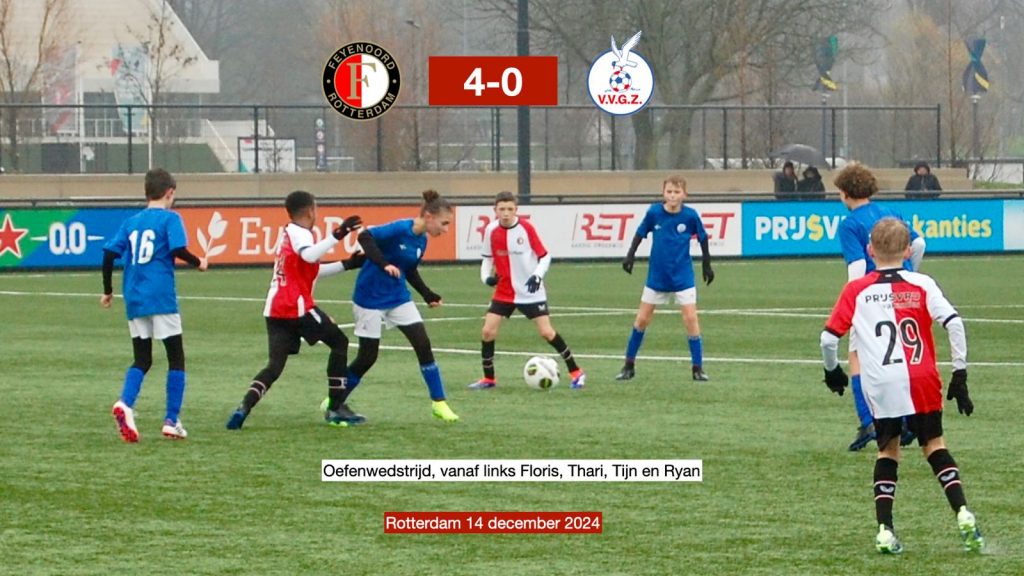 Leuke oefenwedstrijd tegen Feyenoord JO13-2 voor VVGZ JO13-1